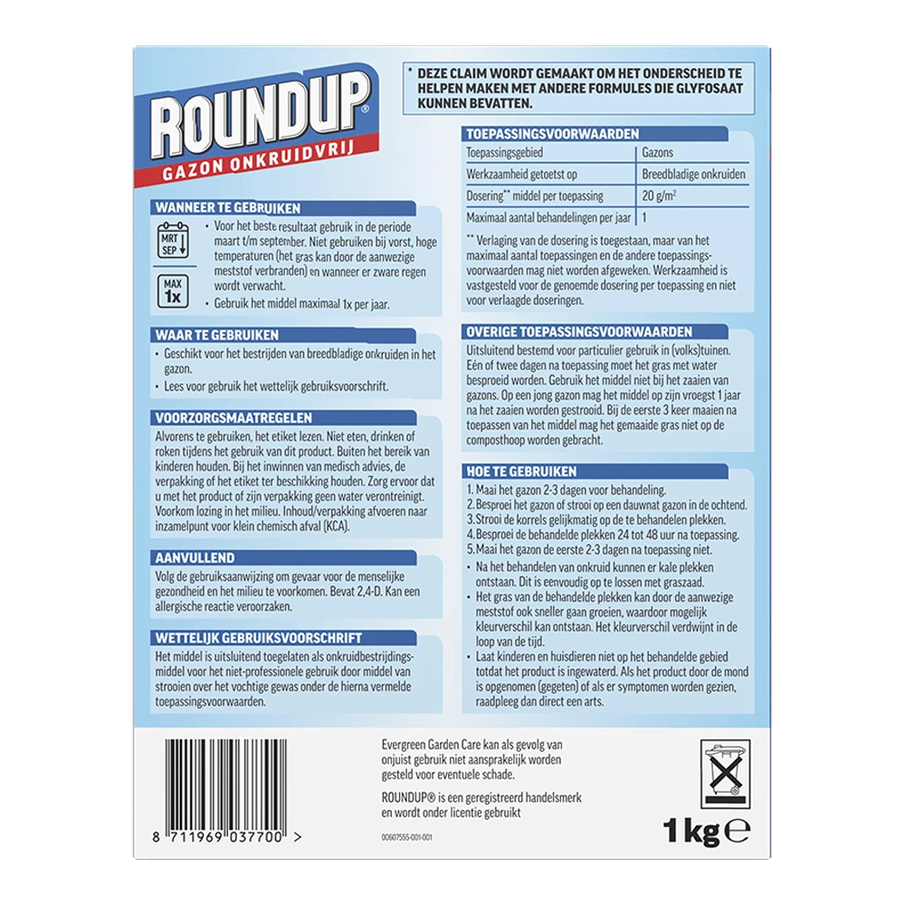 ROUNDUPu00ae Gazon Onkruidvrij Onkruidverdelger Korrels 1kg - Onkruid En Aanslag - Afbeelding 2